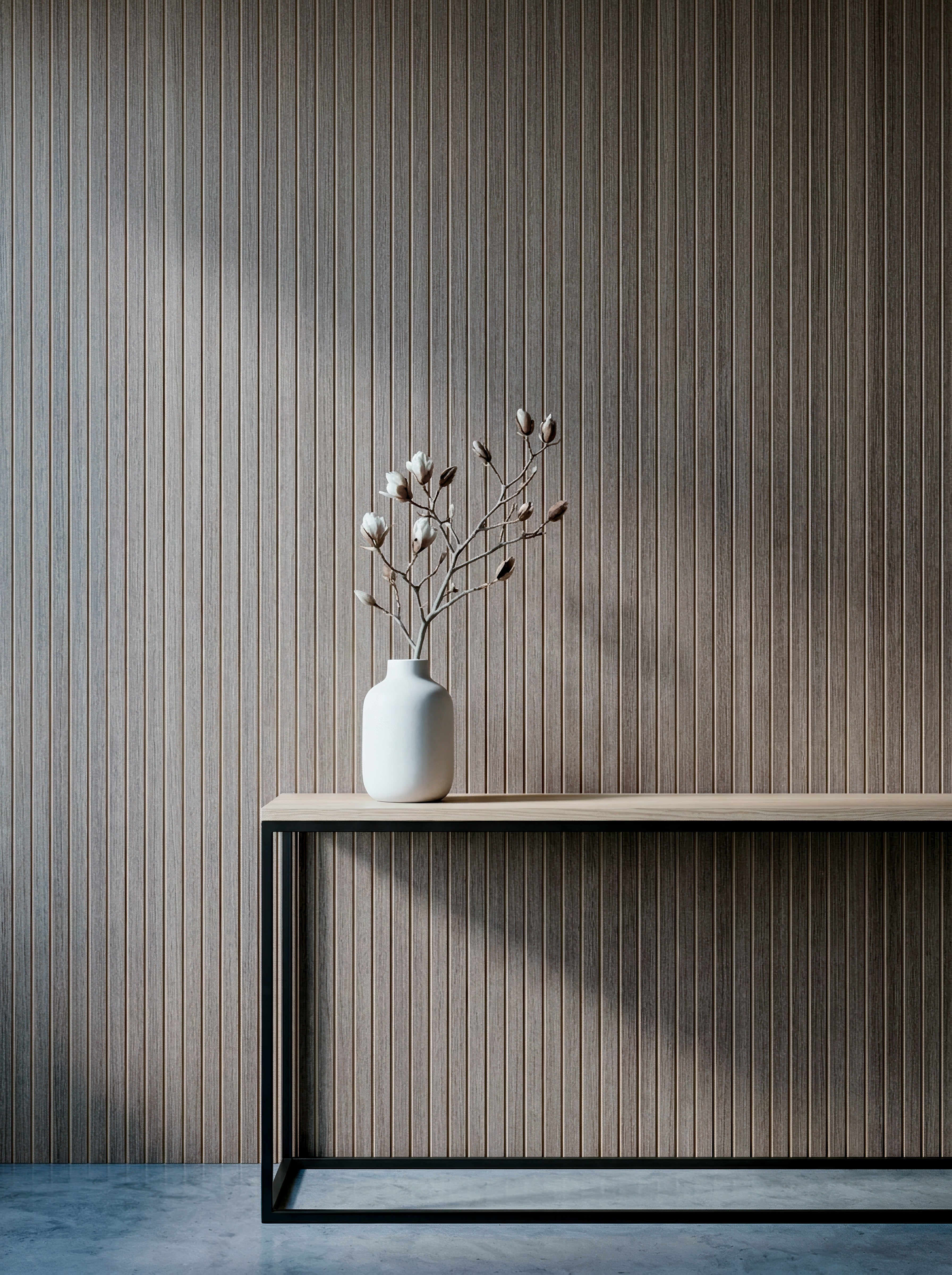 LOFT Silver Oak · Fine Slat — Designer Peel & Stick Wall Panel