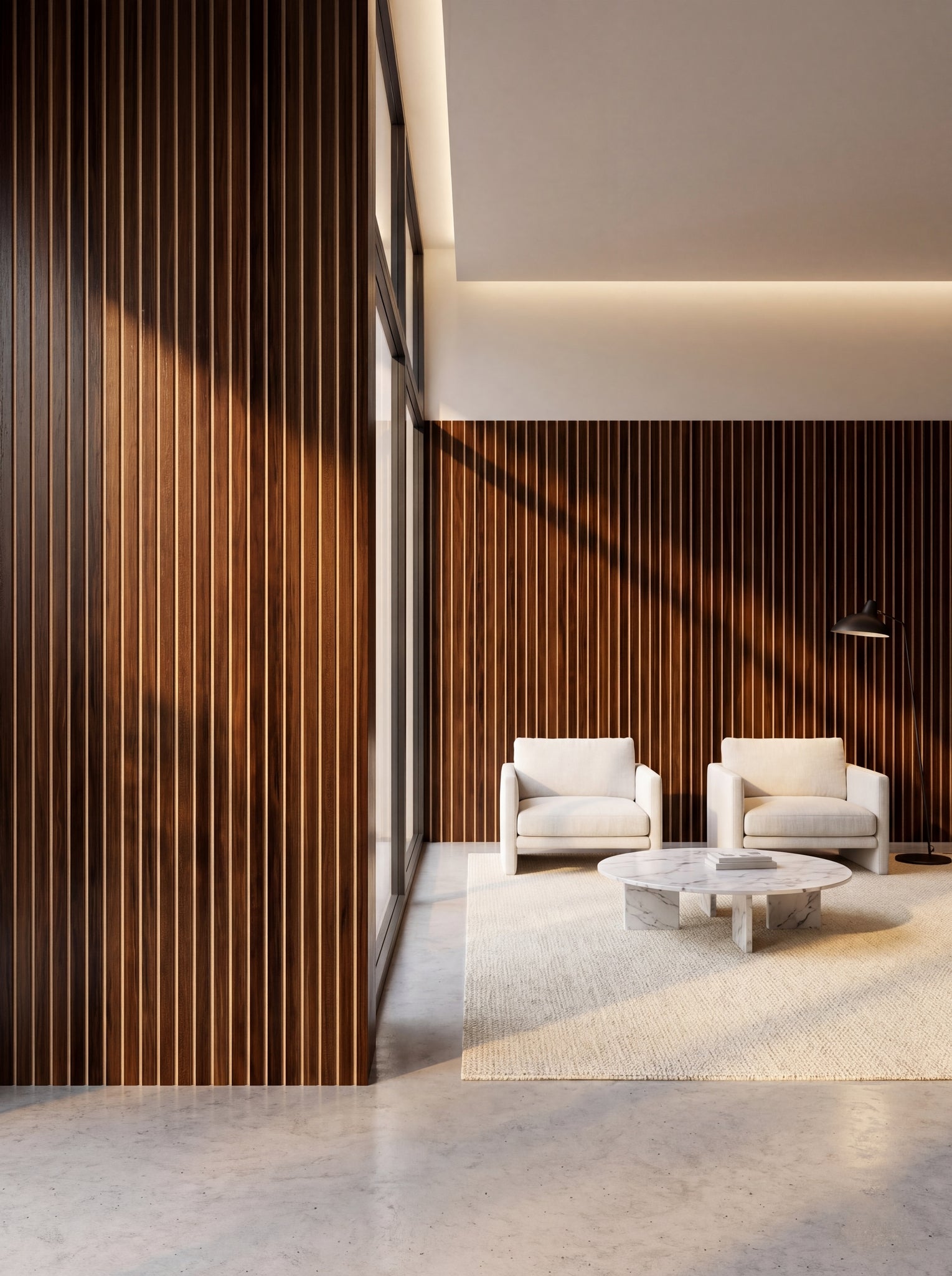 LOFT Espresso Walnut · Bold Slat — Panel de pared autoadhesivo de diseño