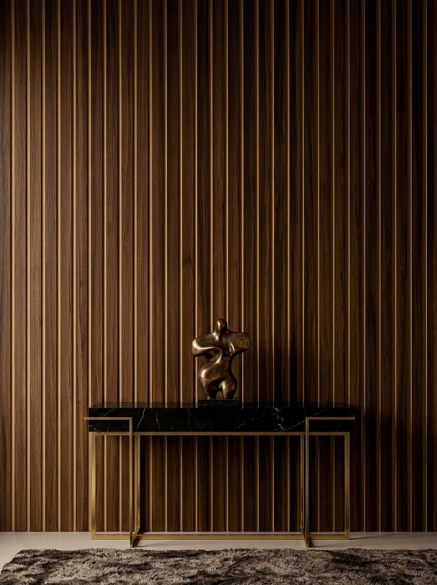 LOFT Espresso Walnut · Bold Slat — Panel de pared autoadhesivo de diseño