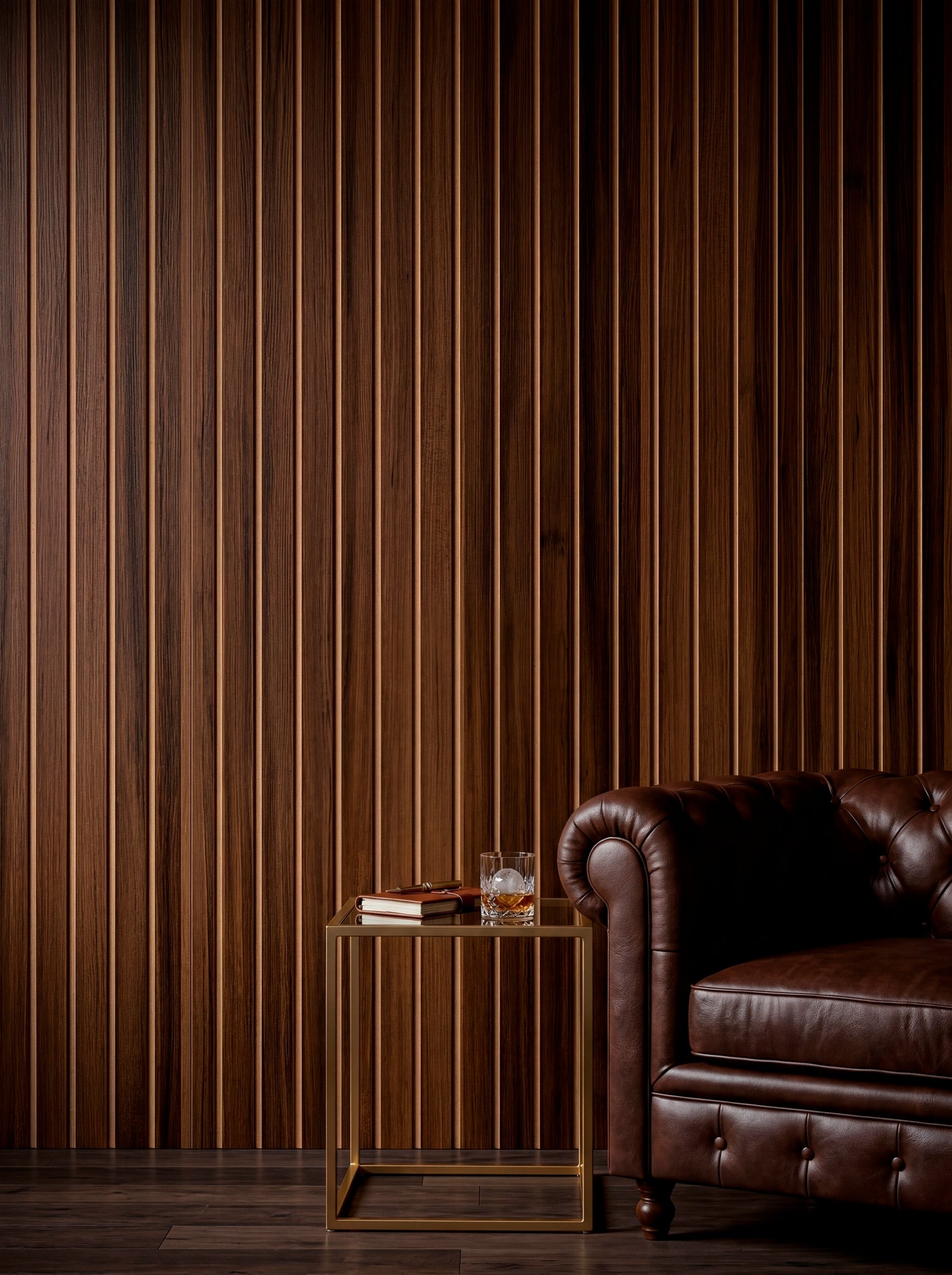 LOFT Espresso Walnut · Bold Slat — Panel de pared autoadhesivo de diseño